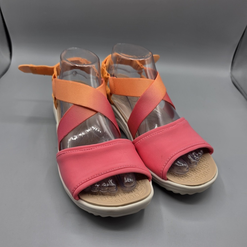 Bzees All In Sandals Womens 8.5 Pink Orange Neon Ombre Comfort Sport Washable